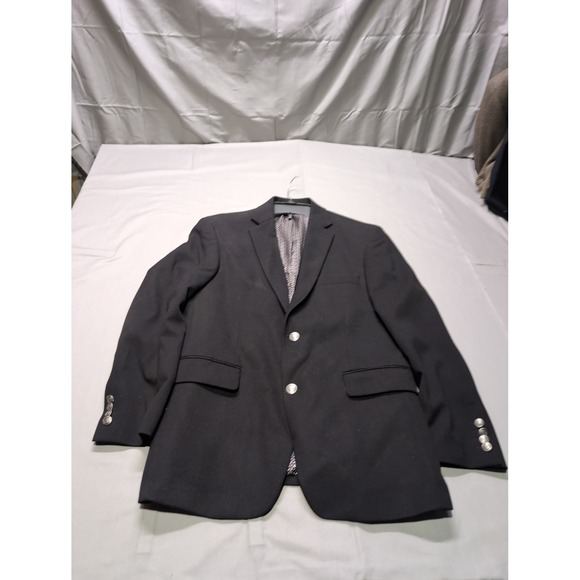 Pierre Loren Black Blazer Modern Fit Sport Coat Two Button Jacket Size 36S - Picture 1 of 8